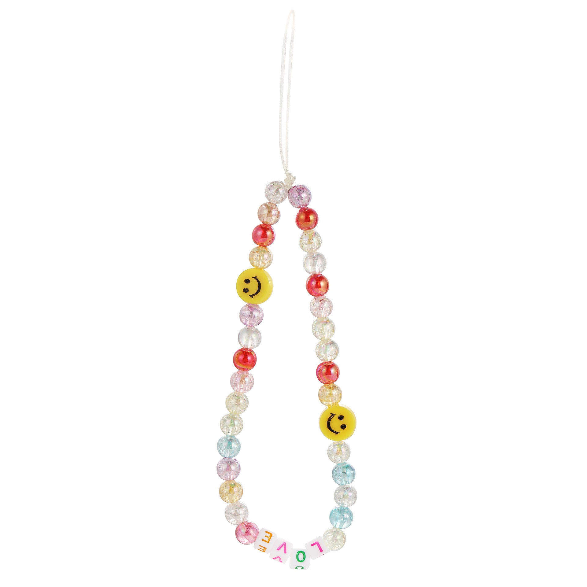 Bohemian Rainbow Polymer Clay Beaded Phone Chain – Handmade Boho Charm