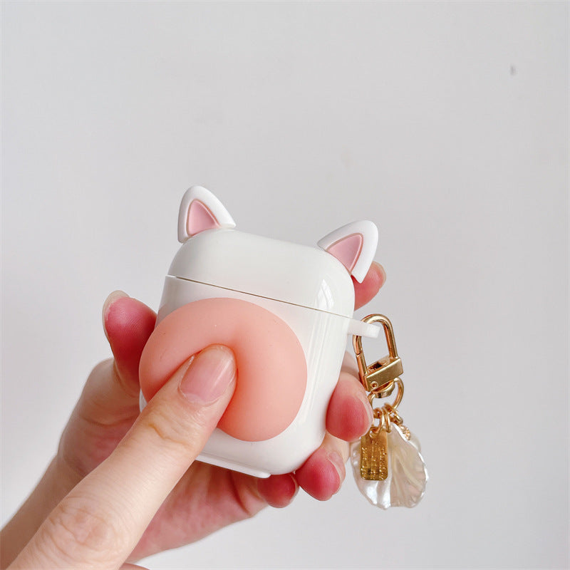 Cute Cat Butt AirPods Case – Stress Relief Press Button Design | Compatible with Apple