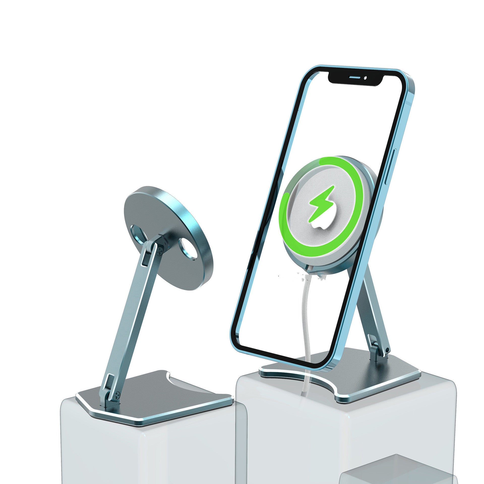Magnetic Wireless Charging Stand for iPhone 12 Series – Foldable, Fast Charging, Space Gray & Silver