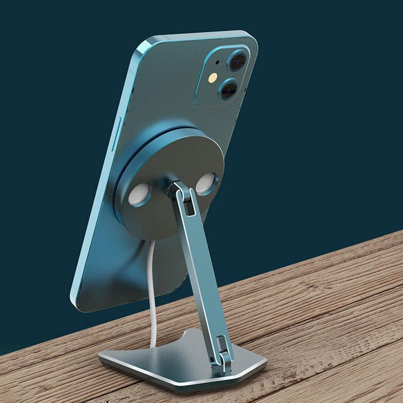 Magnetic Wireless Charging Stand for iPhone 12 Series – Foldable, Fast Charging, Space Gray & Silver