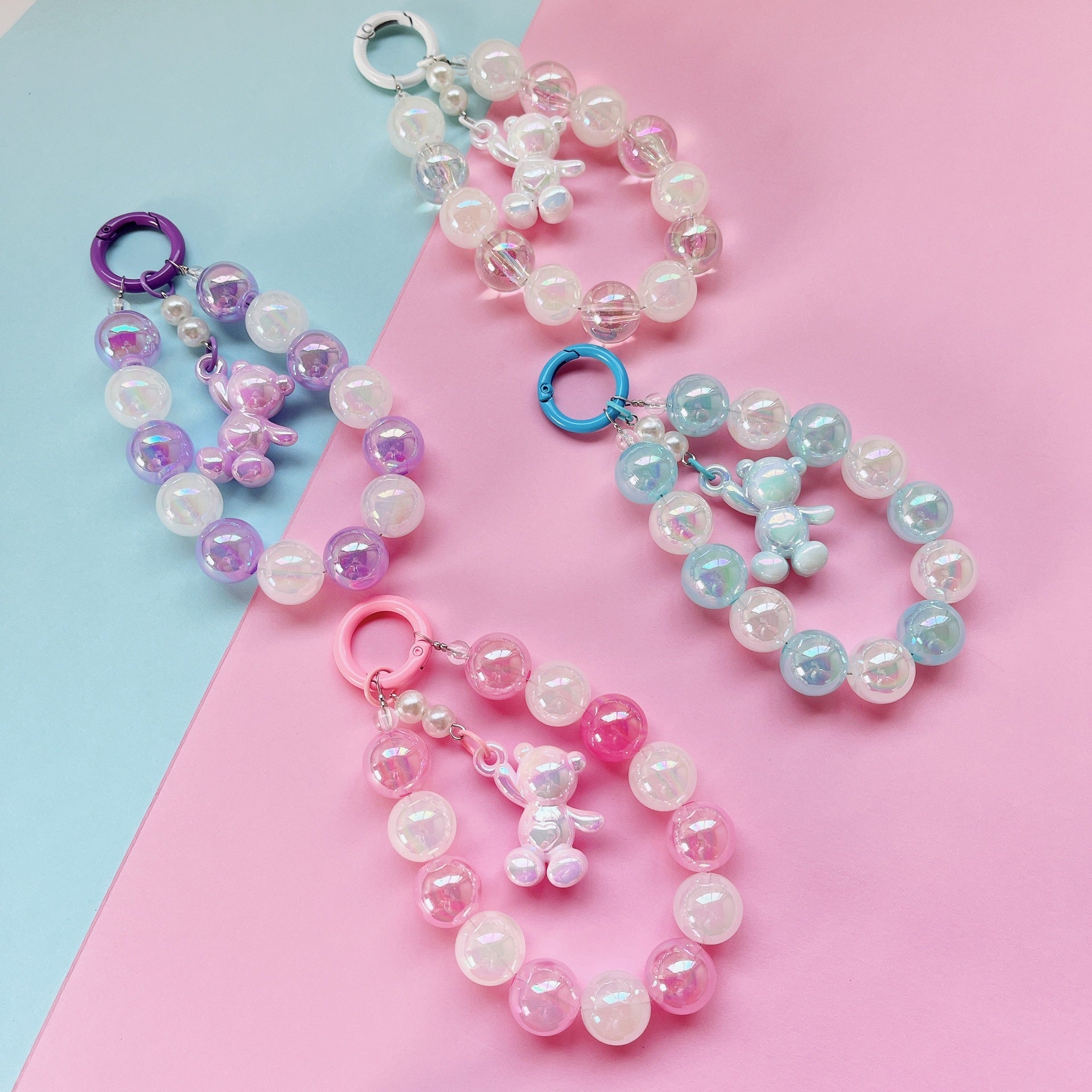 Handmade Beaded Phone Chain Pendant – Cute Animal Design (Bear/Pig) – Stylish & Durable Resin Accessory