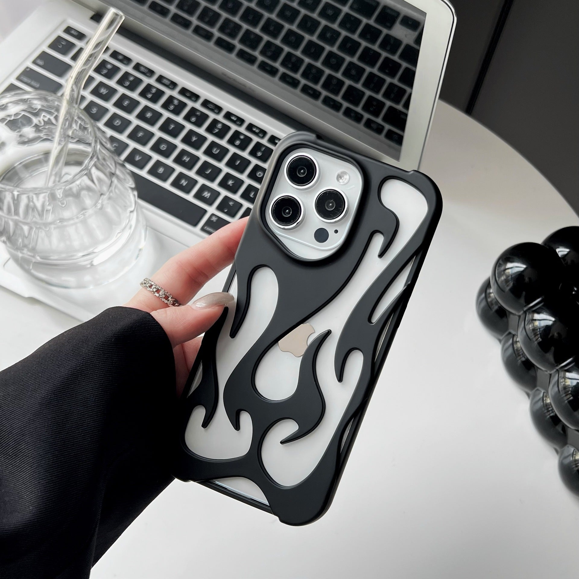 Electroplated Hollow Flame iPhone Case – Heat Dissipation, Drop Protection, Stylish Soft TPU Shell