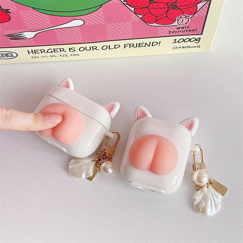 Cute Cat Butt AirPods Case – Stress Relief Press Button Design | Compatible with Apple