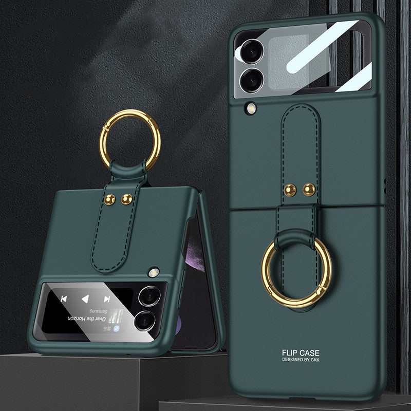Samsung Galaxy Z Flip3 Phone Case with Ring – Slim PC Back Cover with Shell Membrane, Shockproof Grip