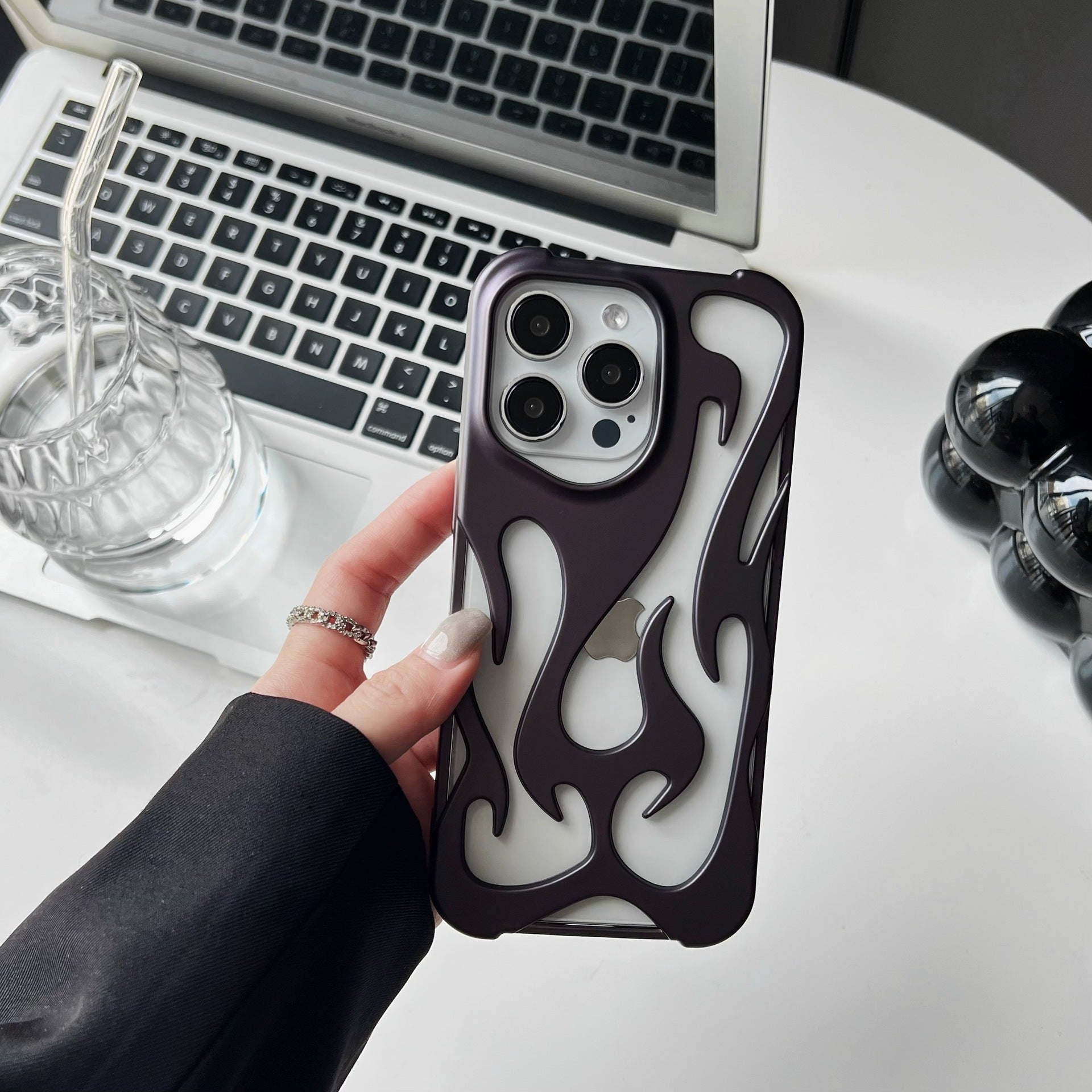 Electroplated Hollow Flame iPhone Case – Heat Dissipation, Drop Protection, Stylish Soft TPU Shell