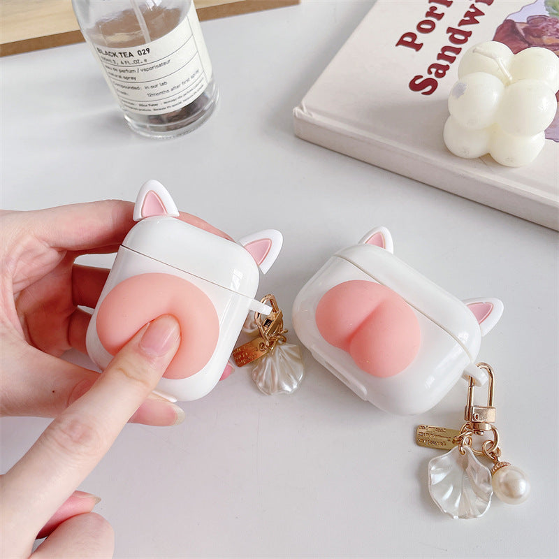 Cute Cat Butt AirPods Case – Stress Relief Press Button Design | Compatible with Apple