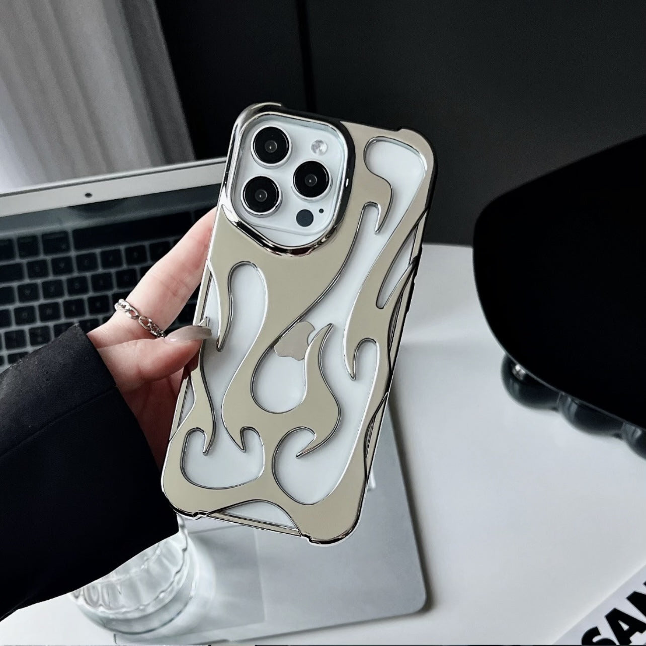 Electroplated Hollow Flame iPhone Case – Heat Dissipation, Drop Protection, Stylish Soft TPU Shell