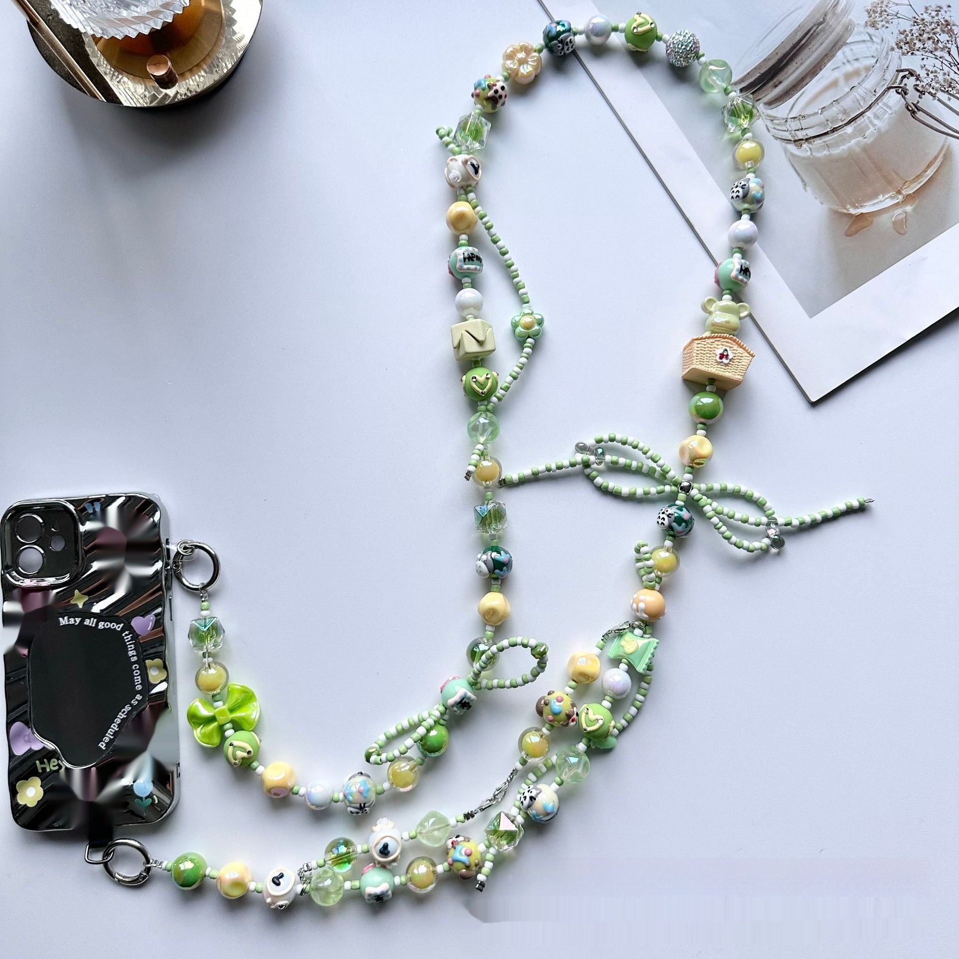 Painted Beads Phone Crossbody Chain – Trendy Acrylic Beaded Lanyard for Stylish Accessories