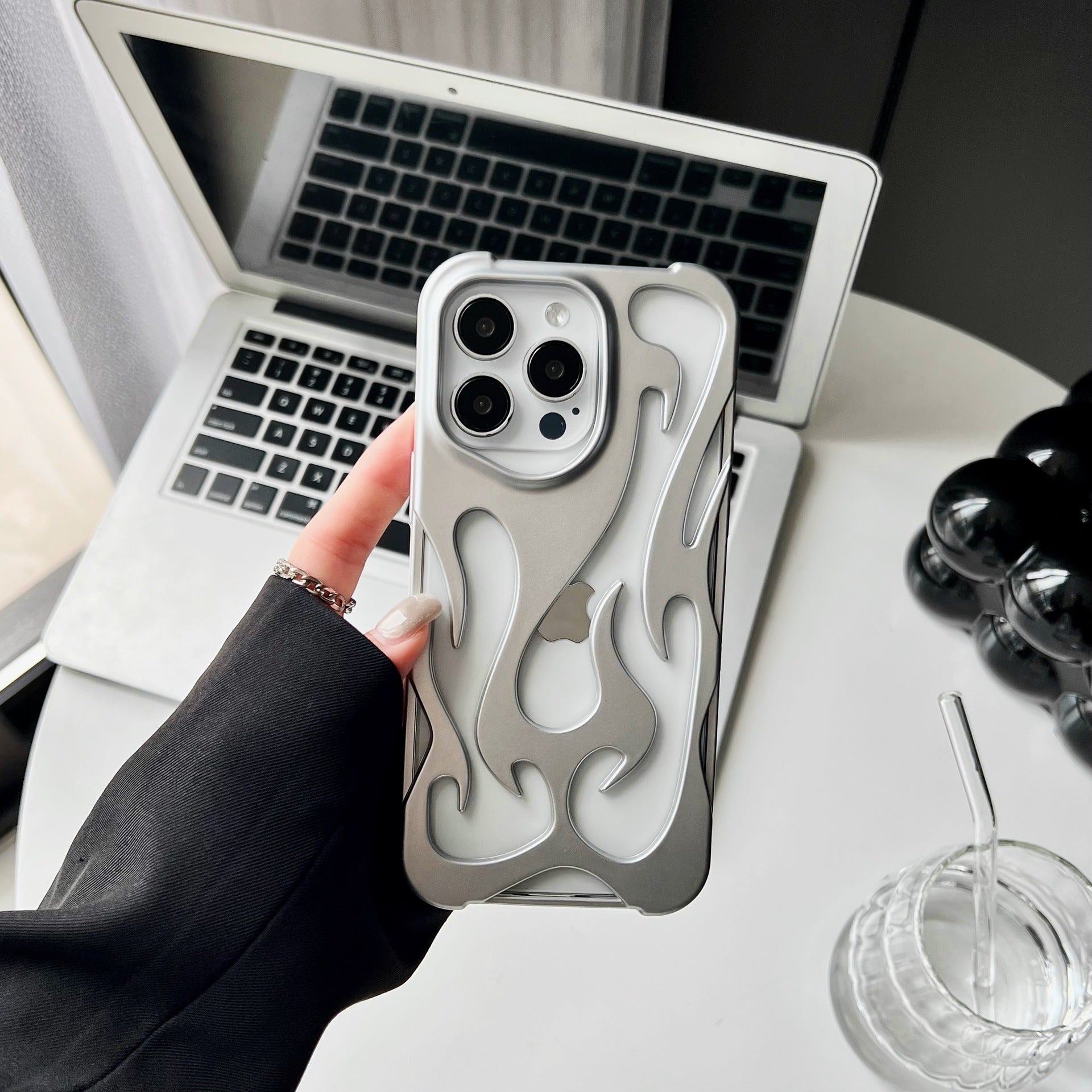 Electroplated Hollow Flame iPhone Case – Heat Dissipation, Drop Protection, Stylish Soft TPU Shell