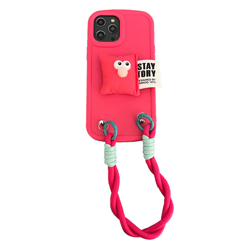Cute Pillow Bracket Lanyard Phone Case for iPhone 11-14 – Stylish, Protective & Hands-Free