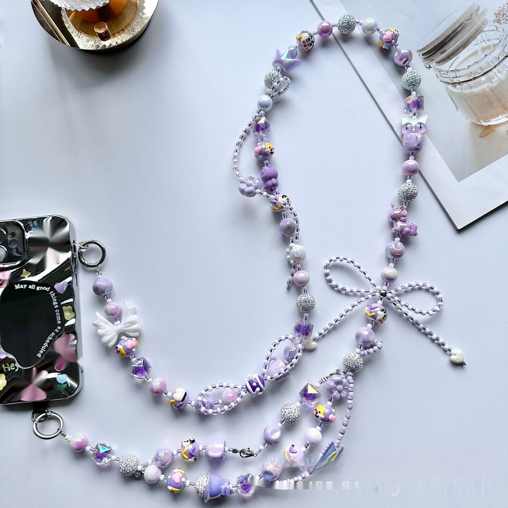 Painted Beads Phone Crossbody Chain – Trendy Acrylic Beaded Lanyard for Stylish Accessories