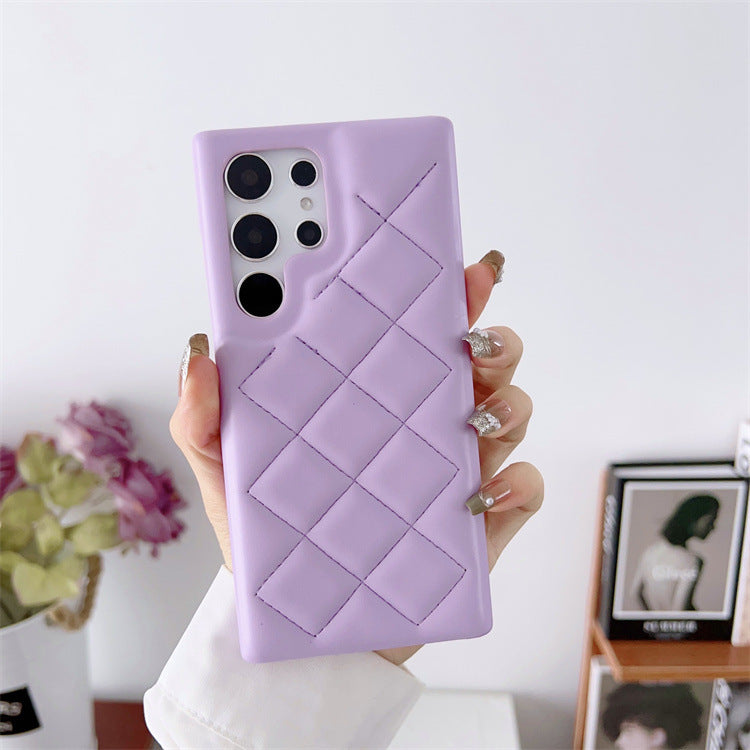 Diamond Plaid Leather Phone Case – Stylish Protective Cover in Multiple Colors | Down Jacket Style