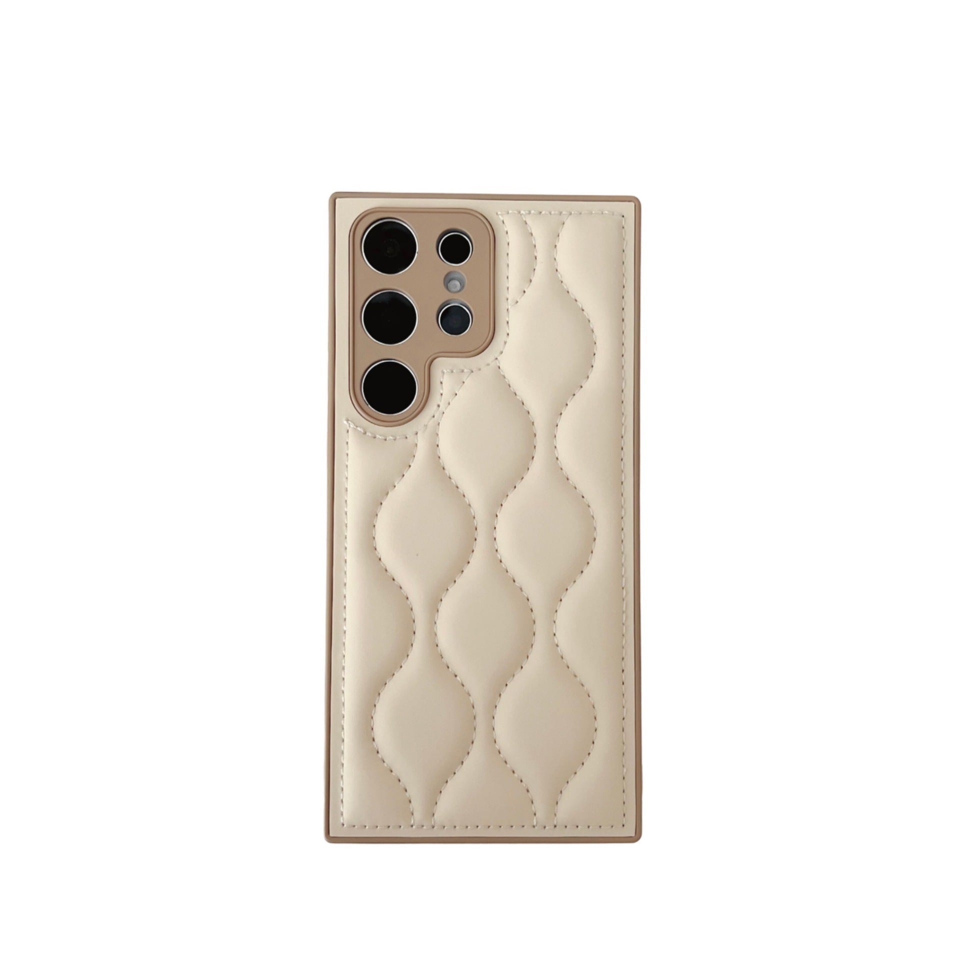 Ultra-Thin S23 Ultra/S24 Drop-Resistant Phone Case with Wrist Strap – Creamy & Milky White Leather