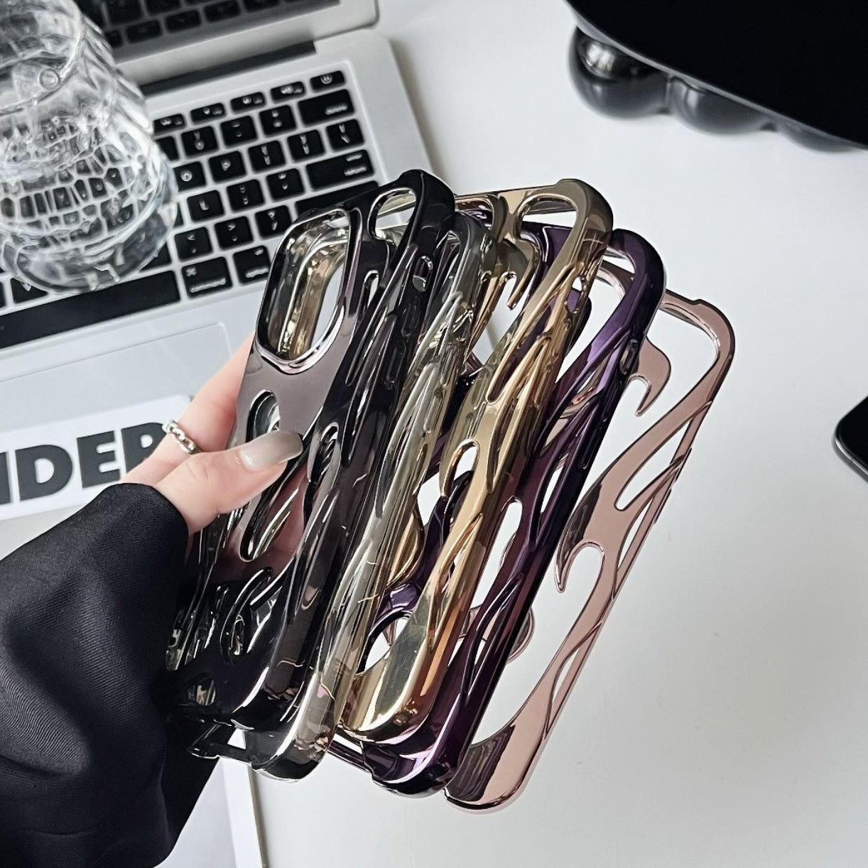 Electroplated Hollow Flame iPhone Case – Heat Dissipation, Drop Protection, Stylish Soft TPU Shell