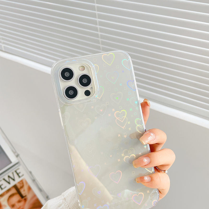 Laser Colorful Love Double-Sided Silicone Phone Case – Shockproof, Stylish Cover for iPhone 7–12 Pro Max