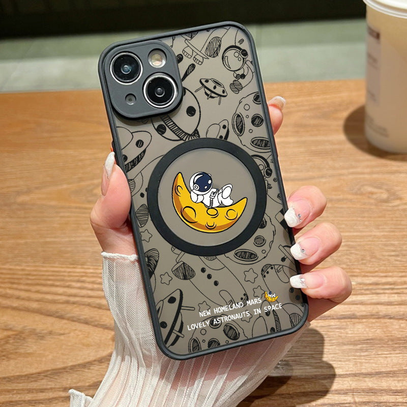 Astronaut Graffiti Magnetic Phone Case for iPhone 11-14 Pro Max – Stylish & Protective