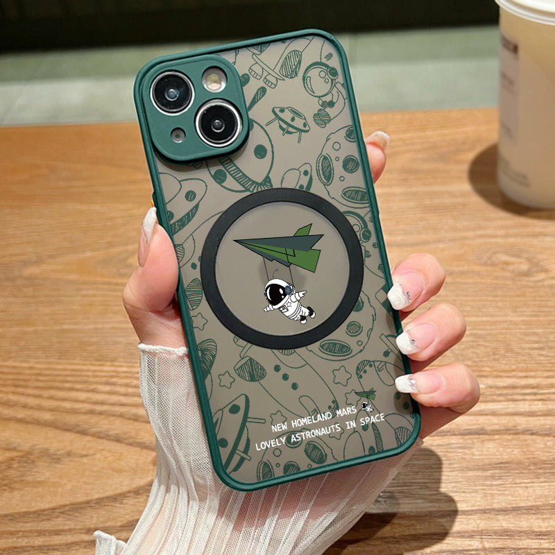Astronaut Graffiti Magnetic Phone Case for iPhone 11-14 Pro Max – Stylish & Protective