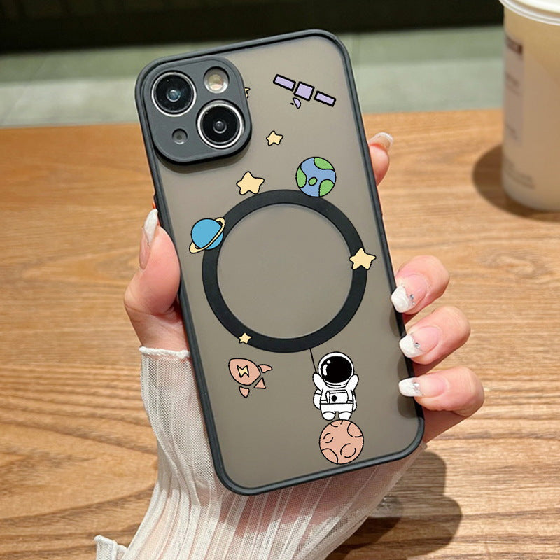 Astronaut Graffiti Magnetic Phone Case for iPhone 11-14 Pro Max – Stylish & Protective