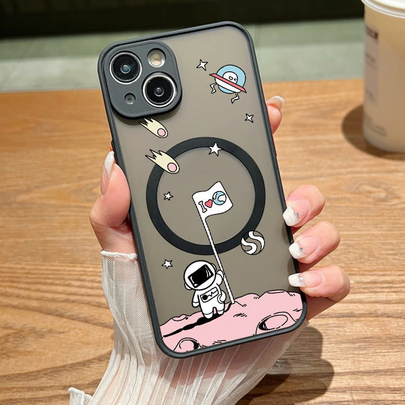 Astronaut Graffiti Magnetic Phone Case for iPhone 11-14 Pro Max – Stylish & Protective