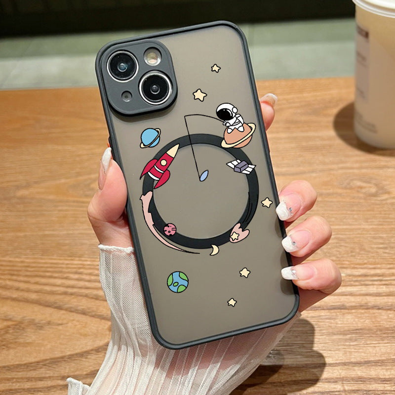 Astronaut Graffiti Magnetic Phone Case for iPhone 11-14 Pro Max – Stylish & Protective