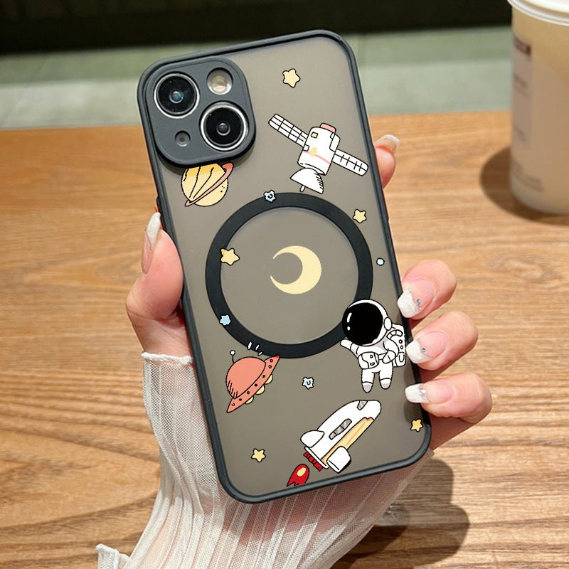 Astronaut Graffiti Magnetic Phone Case for iPhone 11-14 Pro Max – Stylish & Protective