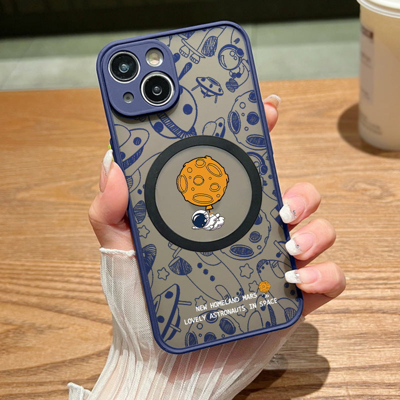 Astronaut Graffiti Magnetic Phone Case for iPhone 11-14 Pro Max – Stylish & Protective