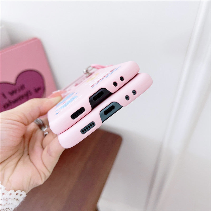 Ins Cake Illustration Folding Screen Phone Case for Samsung Z Flip3/Flip4 – Cute Pink Velvet Cover