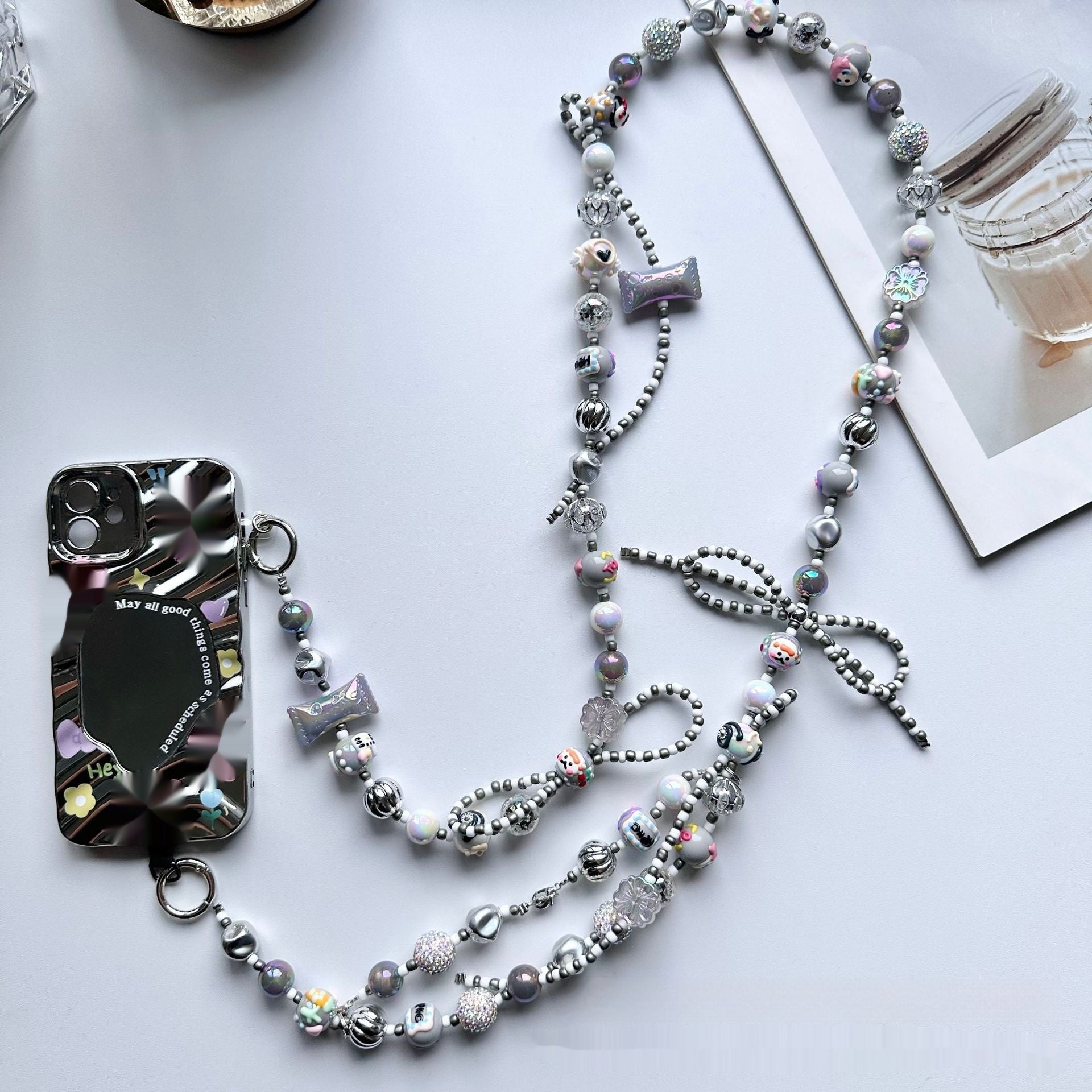 Painted Beads Phone Crossbody Chain – Trendy Acrylic Beaded Lanyard for Stylish Accessories
