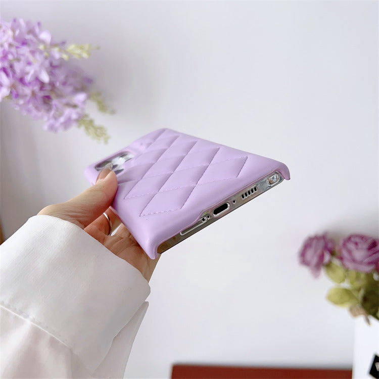 Diamond Plaid Leather Phone Case – Stylish Protective Cover in Multiple Colors | Down Jacket Style