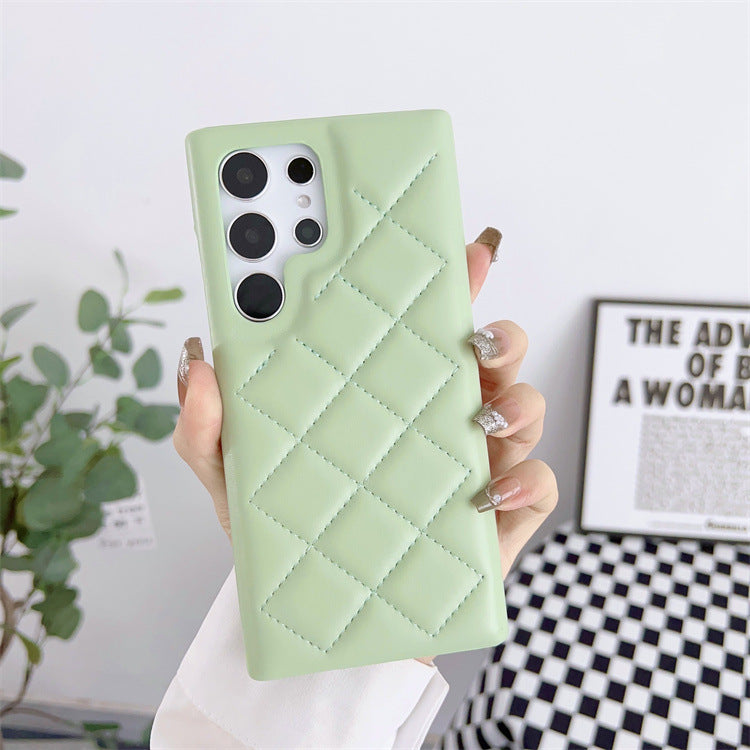 Diamond Plaid Leather Phone Case – Stylish Protective Cover in Multiple Colors | Down Jacket Style