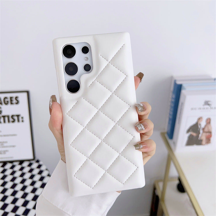 Diamond Plaid Leather Phone Case – Stylish Protective Cover in Multiple Colors | Down Jacket Style