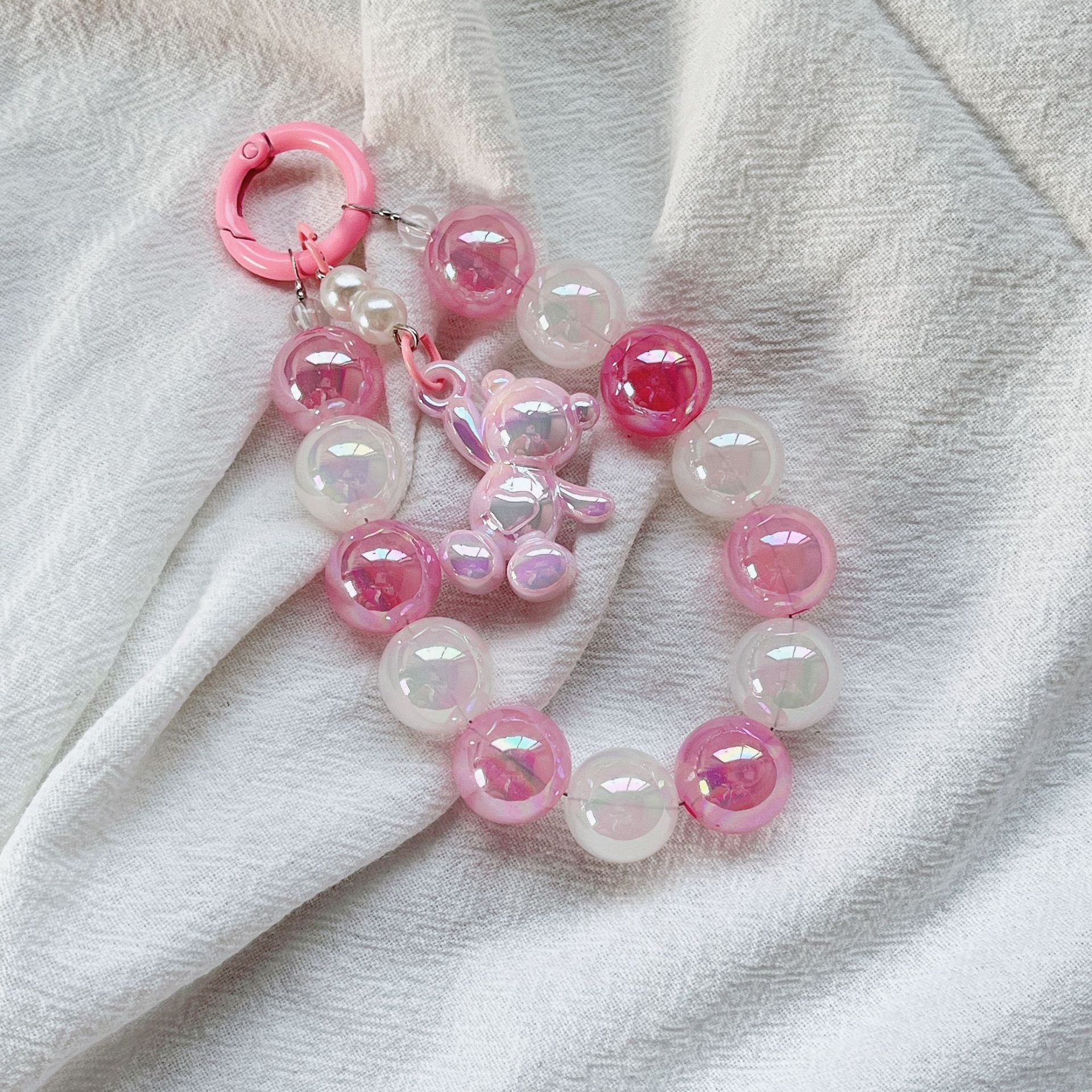 Handmade Beaded Phone Chain Pendant – Cute Animal Design (Bear/Pig) – Stylish & Durable Resin Accessory